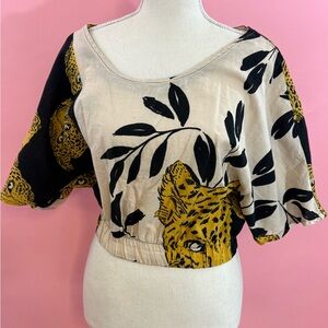 Leopard Print Women's Top - Black and Yellow